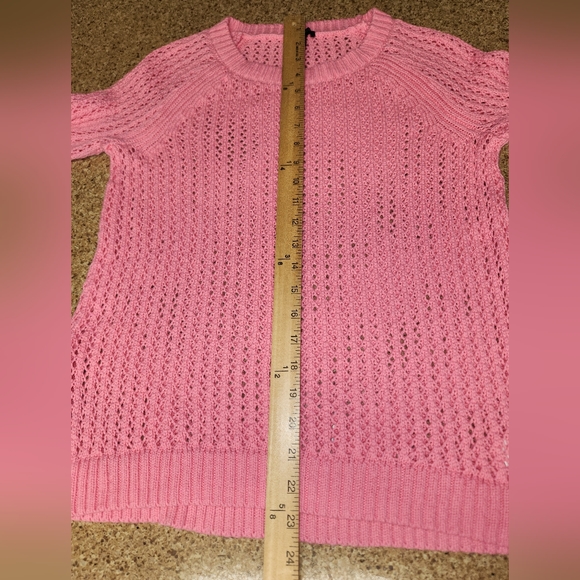 Talbots Open Knit Raglan Long Sleeve Pink Sweater Size Petite Medium - Picture 10 of 12